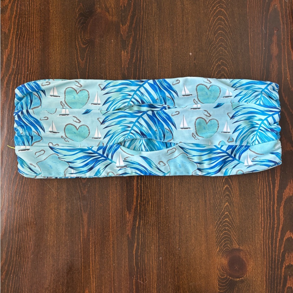 Moana Bikini Blue and White Bandeau Top